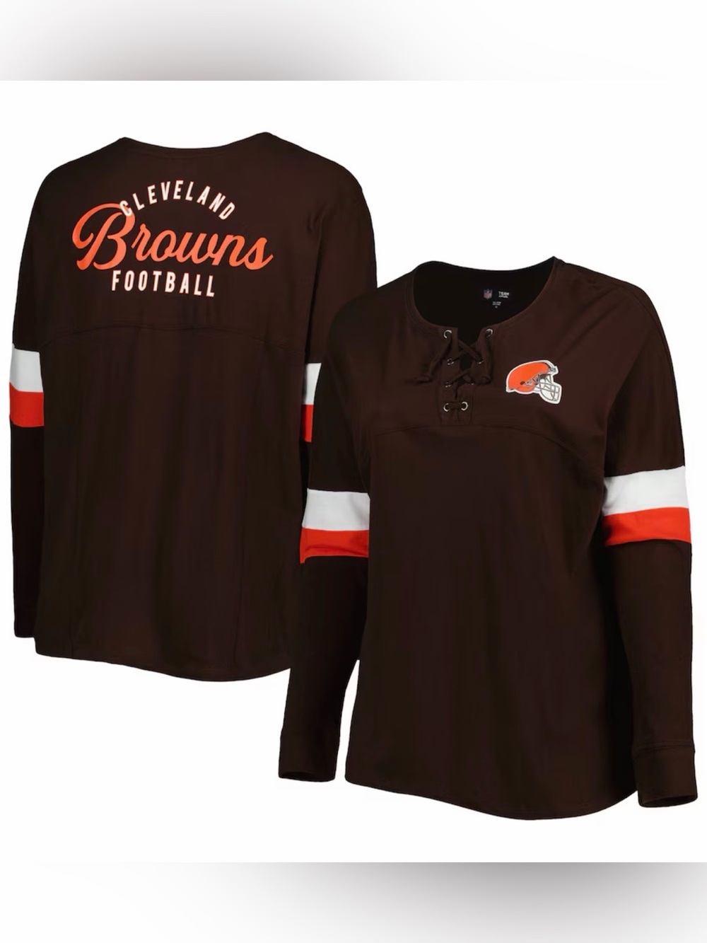 Cleveland Browns Lace Up V Neck Long Sleeve Women’s T Shirt